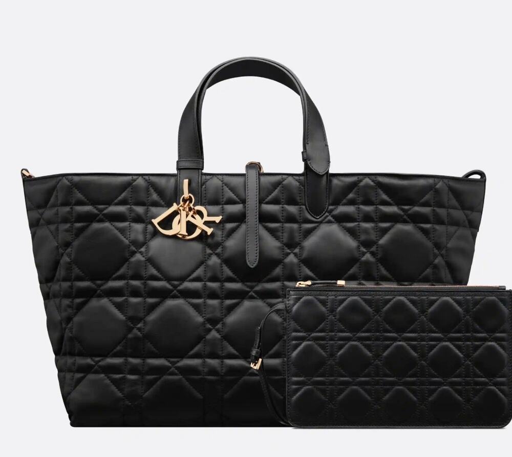 Dior large black leather every day bag 
with Removable interior pouch